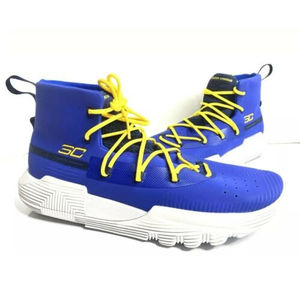 Under Armour UA SC 3Zer0 2 Steph Curry Warriors Blue Yellow White Sz 12 NEW